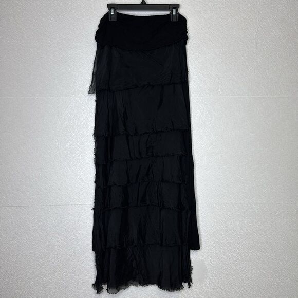 Scandal Italy Shredded Tiered Silk Ruffle Skirt - Picture 3 of 5